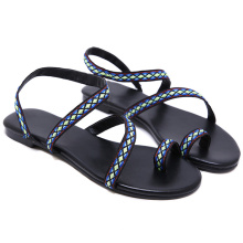 Summer woman shoes female flip flops stock shoe flat strap multicolor flower ribbon large size stock slipper women sandals